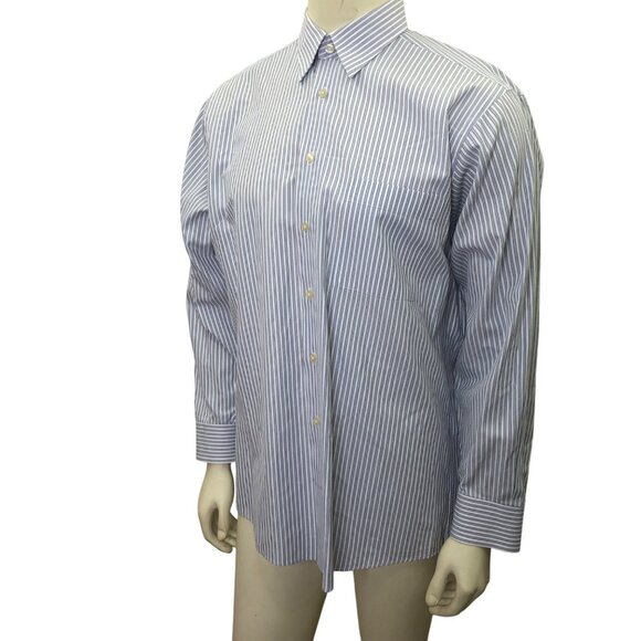 Calvin Klein Mens Long Sleeve Button-Down Striped Shirt 16.5 32-33 - Picture 1 of 8